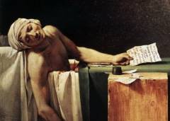 «Смерть Марата» (Фрагмент картины Жана Луи Давида, 1793, Королевские музеи изящных искусств, Брюссель, )