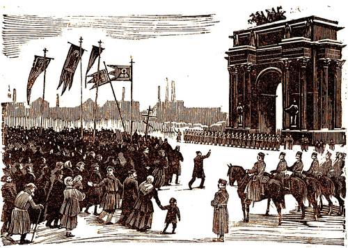 Утро 9 января у Нарвских ворот. Гравюра