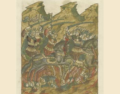 Первое сражение русских дружин с монголо-татарским войском на реке Калке, что положило начало возникновению татаро-монгольского ига на Руси