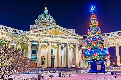 Новогодняя елка у Казанского собора. Санкт-Петербург