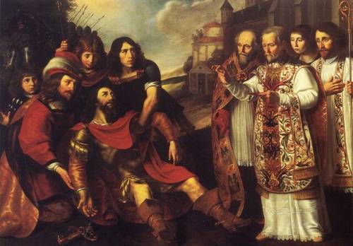 Бернард Клервоский убеждает Гийома X (Картина Вутера Крабета II, 1641, Museum Gouda, Гауда, Нидерланды, )