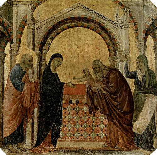 Дуччо. «Сретение». «Маэста», фрагмент, 1308—1311. Музей Опера-дель-Дуомо, Сиена
