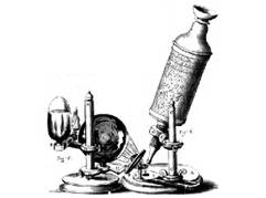 Микроскоп Гука (Гравюра из «Микрографии», www.roberthooke.com, )
